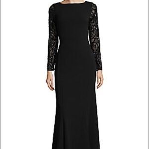 Calvin Klein Sequin Sleeve Trumpet Gown